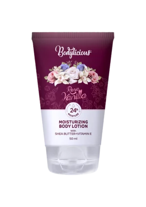 RoseVanillafront.webp Bodylicious lotion 50ml - rose vanilla